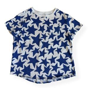 Hanna Andersson Blue Star Print Slub Pocket Tee Girls 130cm US 8
